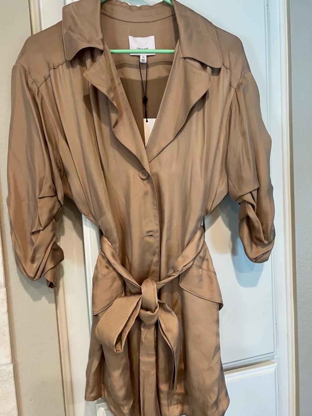 cinq a sept Taupe Satin Tie-Waist Tunic